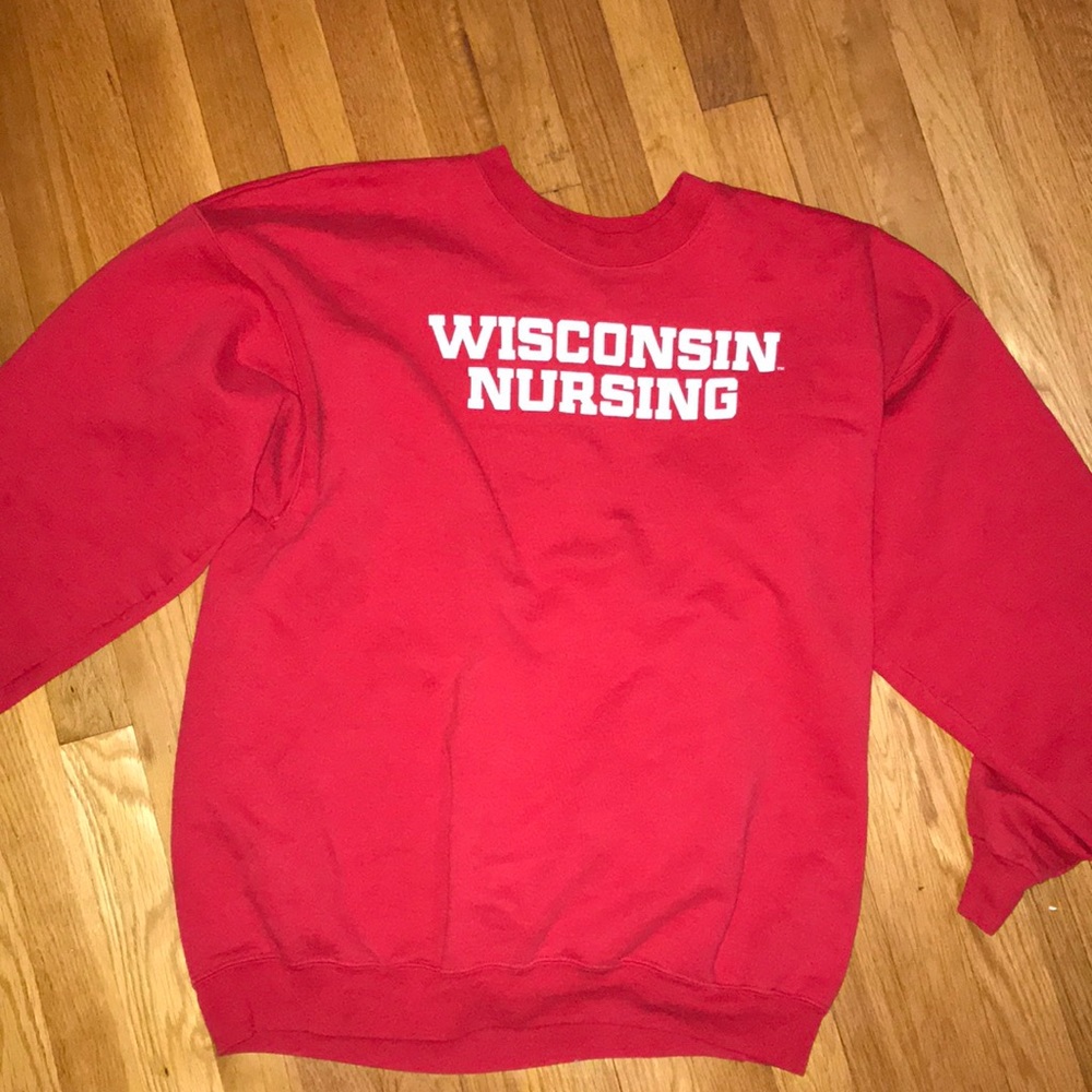 Red Wisconsin Nursing Crew Neck Sweater